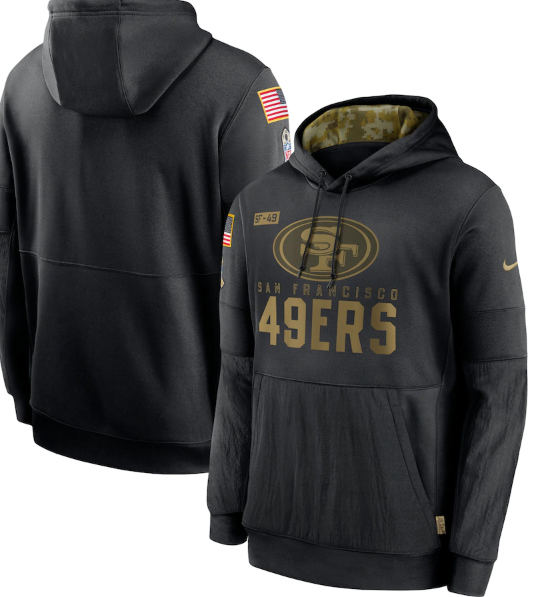 Youth San Francisco 49ers Black 2020 Salute To Service Therma Pullover Hoodie